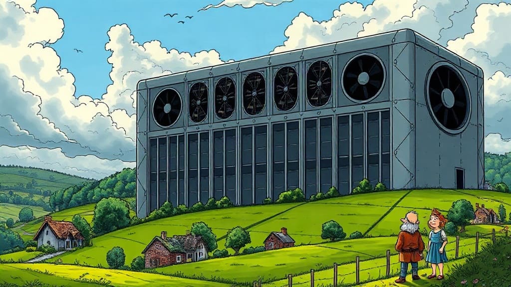 The Rise of Data Centres in Britain: A Cartoonist's Take