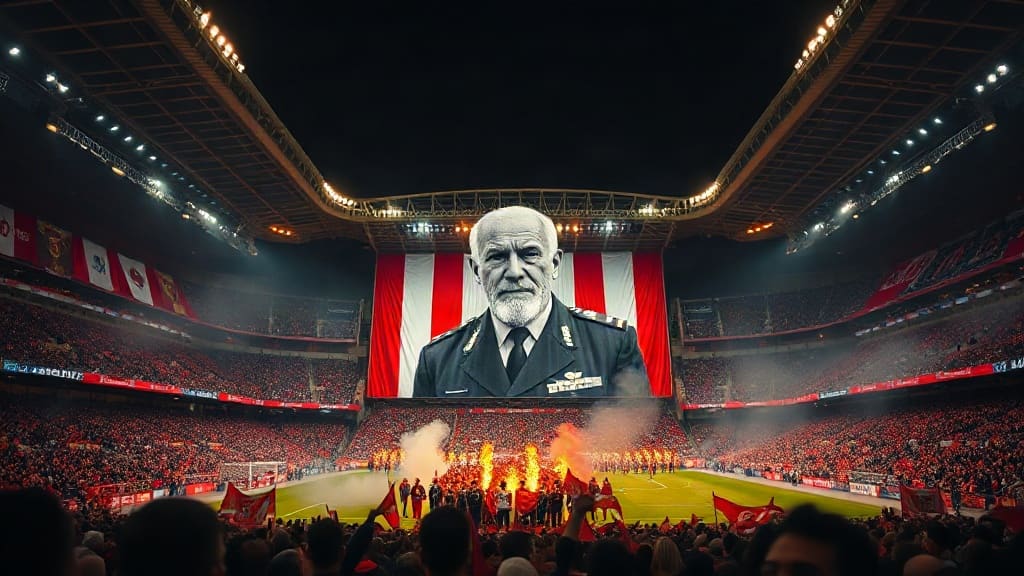 Red Star fans unveil tifo of war criminal Mladic before derby