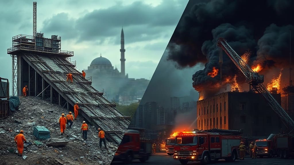 İstanbul'da Çifte Alarm: Başakşehir'de İstinat Duvarı Çöktü, Tuzla'da Fabrika Yangını