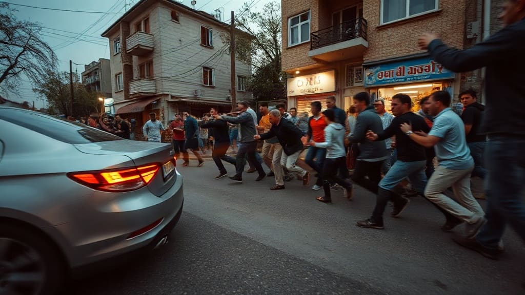 Gaziantep'te Aile Kavgası Kamerada: Araç Kalabalığa Daldı