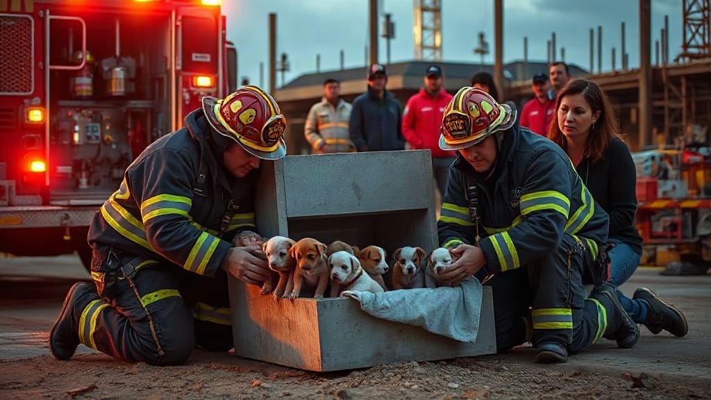 Beton Bloğun Altından 6 Yavru Köpek Kurtarıldı