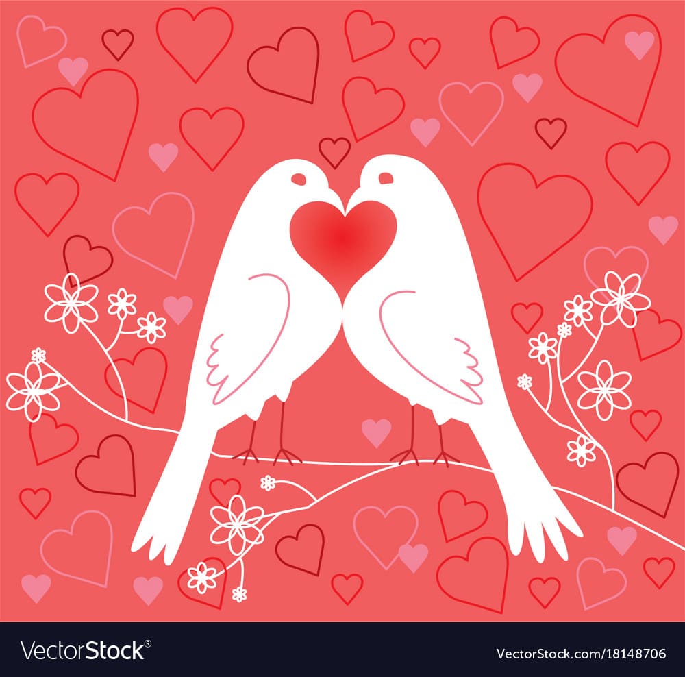 Lovebirds And Ribbon Patterns For Valentine’s Day