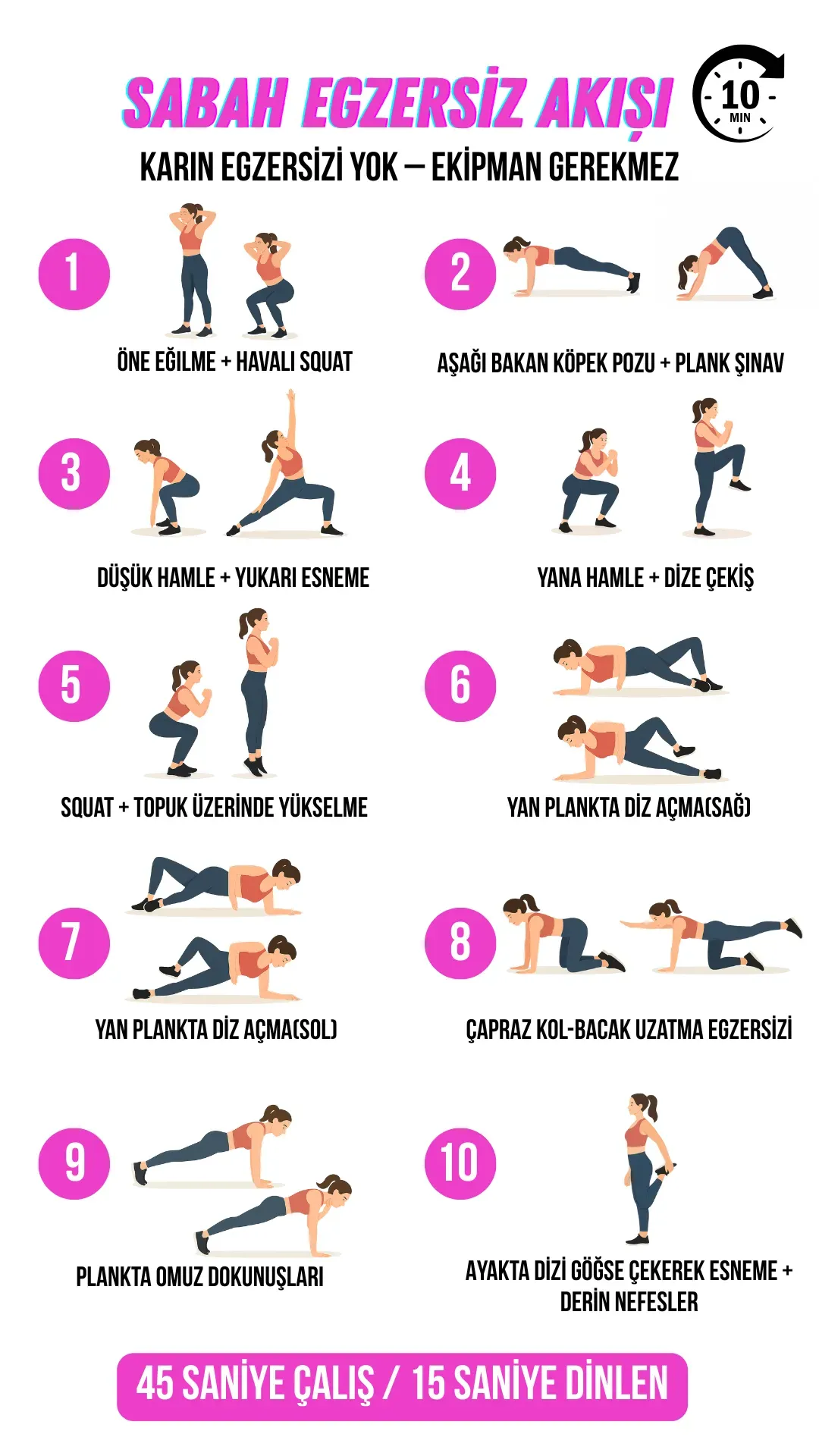 10 dakikada etkili spor egzersizleri: Hızlı form ipuçları