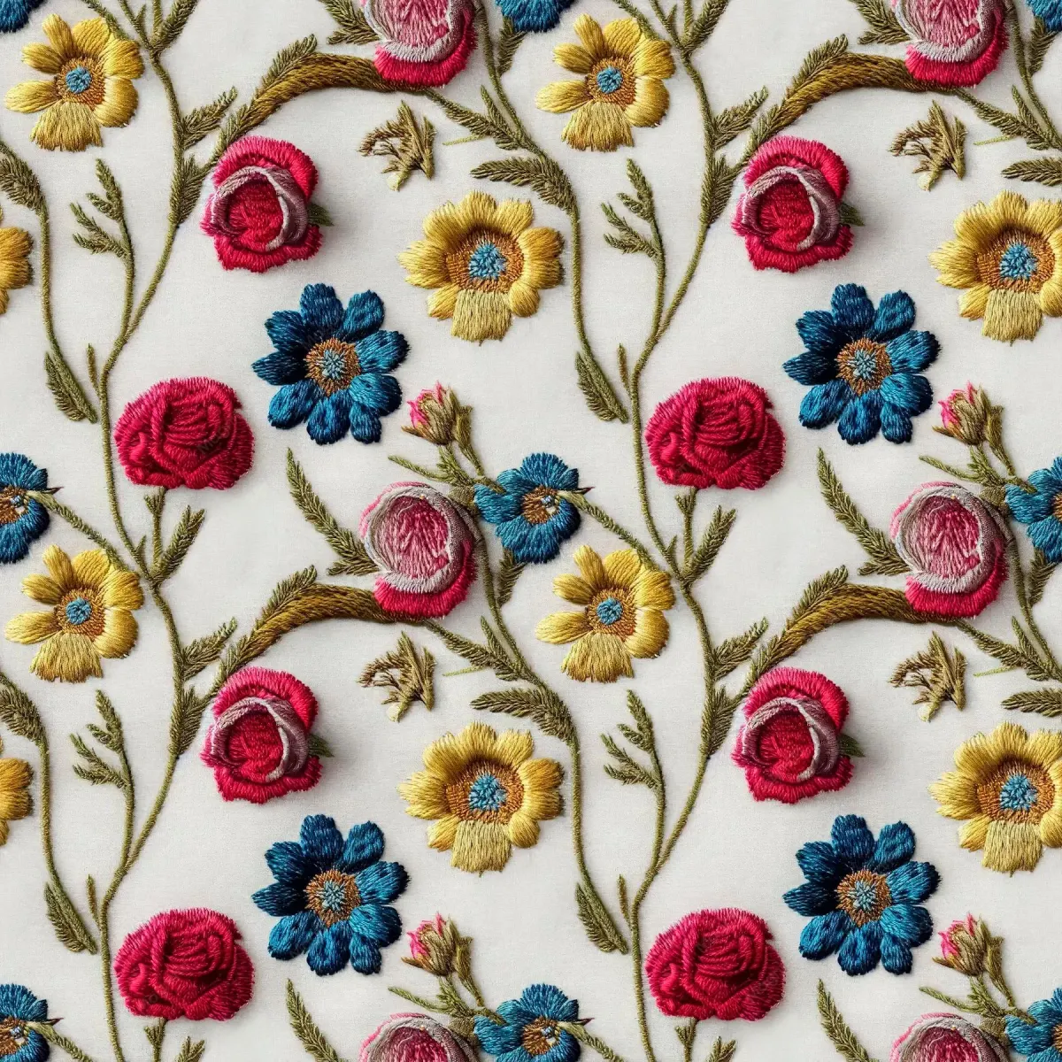 Embroidered Design Patterns: Floral Motifs & Animals