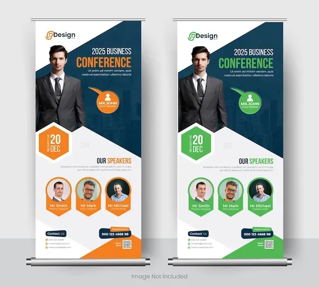 Custom roll up banners for conferences: Bold Messaging
