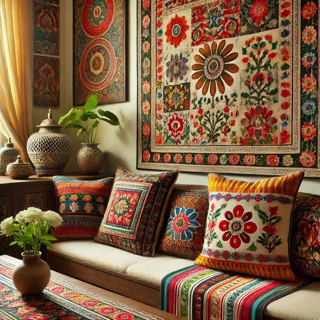 Embroidered Home Textiles: Cushions, Curtains, and More