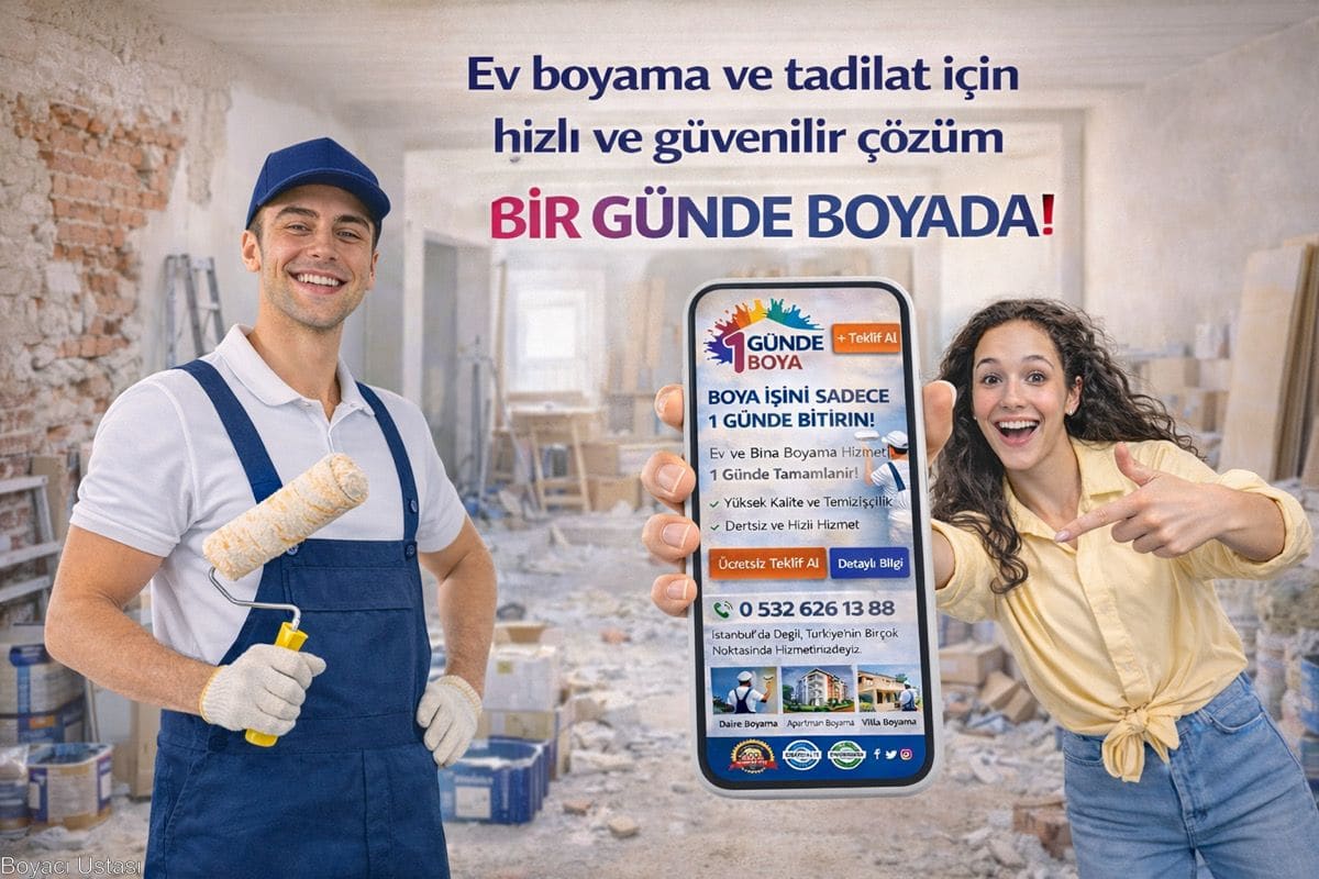 Kaliteli İstanbul Boyacı Hizmeti İçin 1GÜNDE BOYA® Boya Ustası Ekibi